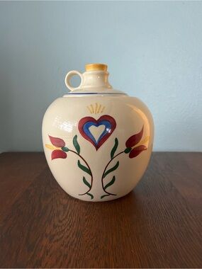 Hand-Painted Ceramic Jar with Heart & Tulips